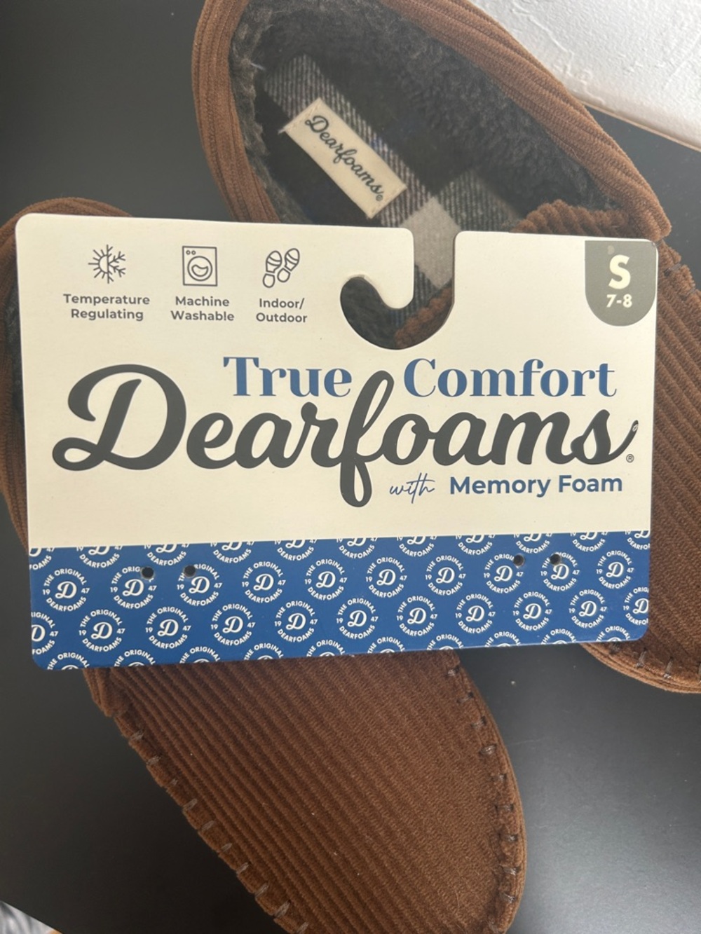 NWT Men’s Memory foam Corduroy Moccasin Slippers with faux fur lining size 7-8 - Picture 2 of 7